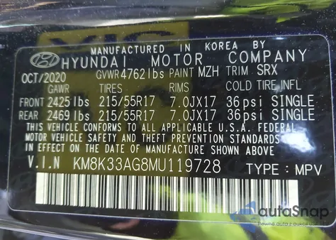 2021 Hyundai Kona Electric Limited из США, поврежденный, VIN KM8K33AG8MU119728